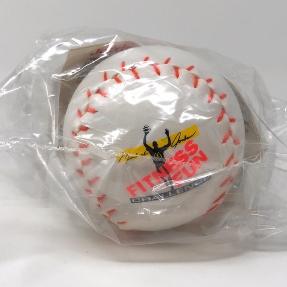 Vintage McDonald's MICHAEL JORDAN Fitness Fun Challenge Baseball Sealed Plastic